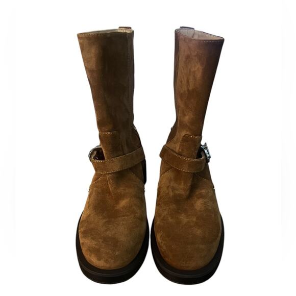 Stuart Weitzman Maverick Suede Pull On Moto Brown Boots – Sz 9.5B - Picture 4 of 7